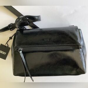 DKNY Jayeson Flap Crossbody Bag Black New